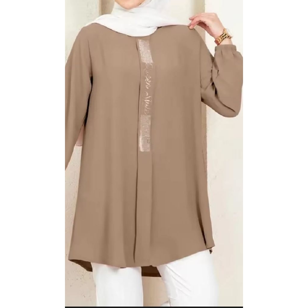 ATASAN BLUS WANITA POLOS ATASAN VARIASI DEPAN LENGAN PANJANG MODEL KARET TERBARU/PAKAIAN MUSLIMAH TU