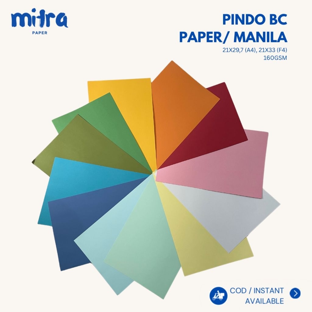 

Kertas BC Manila Warna Pindodeli / Karton Manila Warna / Bc Pindo Warna warni