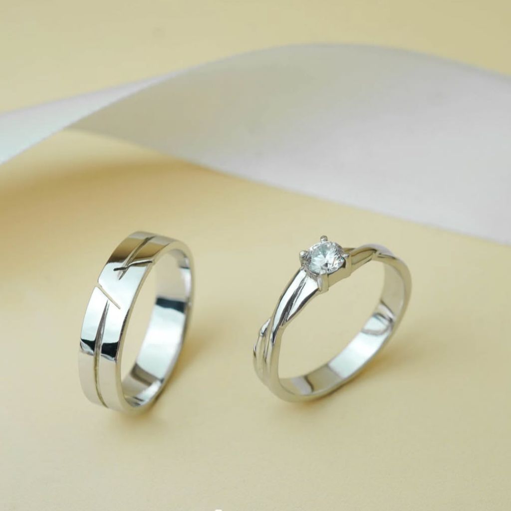 cincin kawin couple perak / free ukir nama / free box cincin