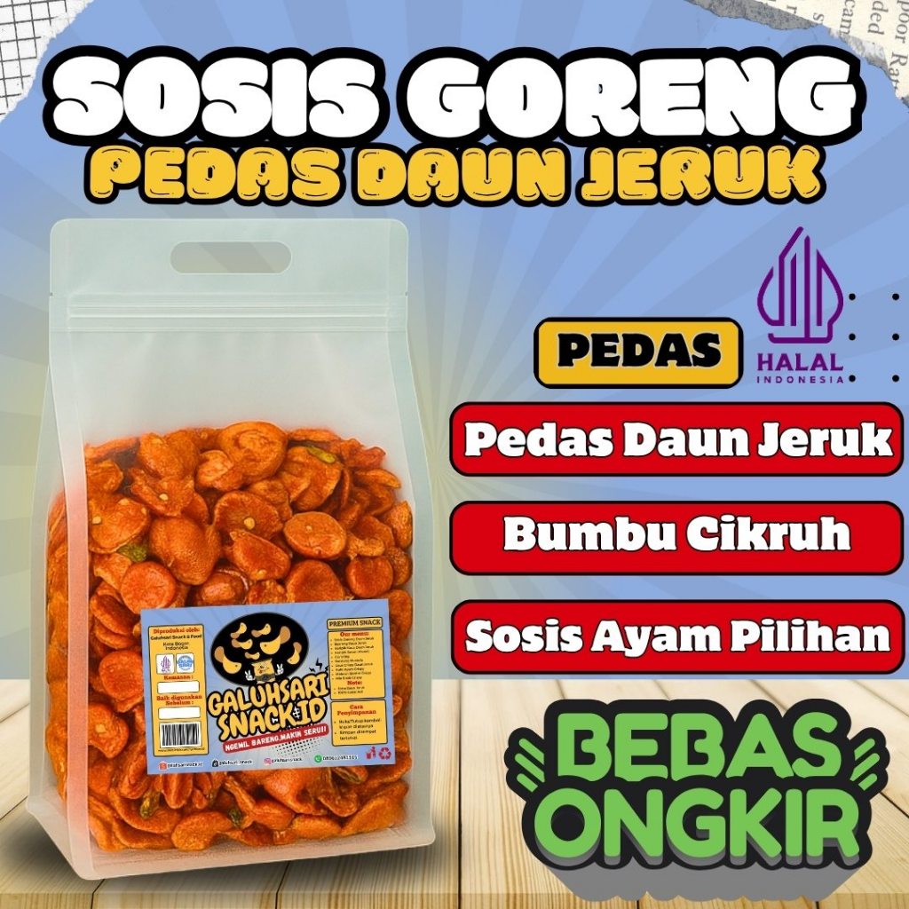 

Camilan Sosis Goreng Pedas Daun Jeruk Melimpah Viral Bumbu Cikruh Gurih Spesial Renyah Premium