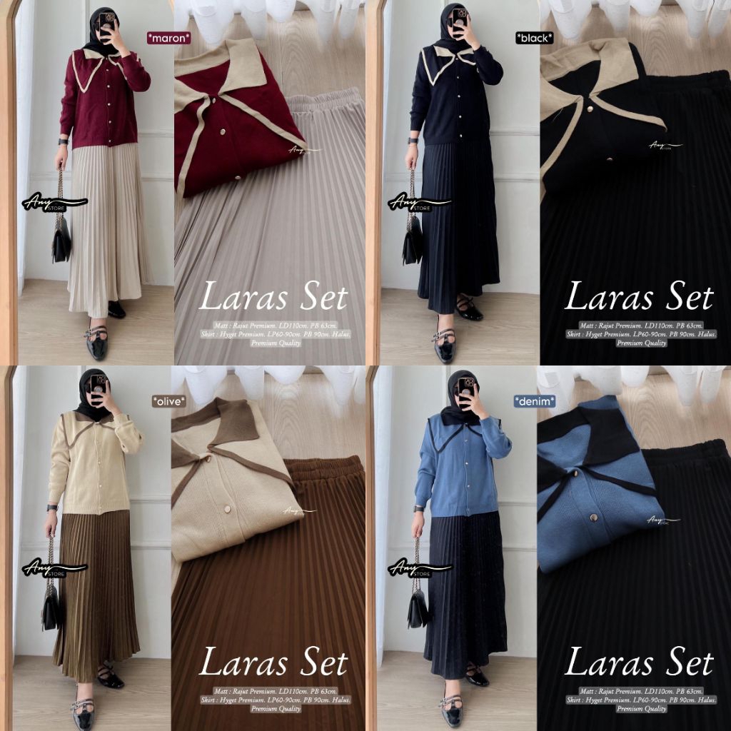 MEIC* LARAS SET BY ANY STORE SET ROK PLISKET BLOUSE RAJUT PREMIUM