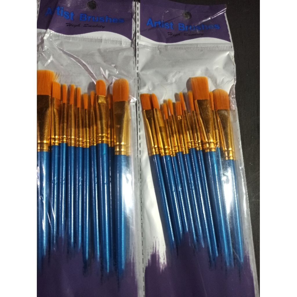 

[10 pcs] kuas lukis set isi 10 pcs mix- nylon brush 10-Arts painting brush flat Round filbert