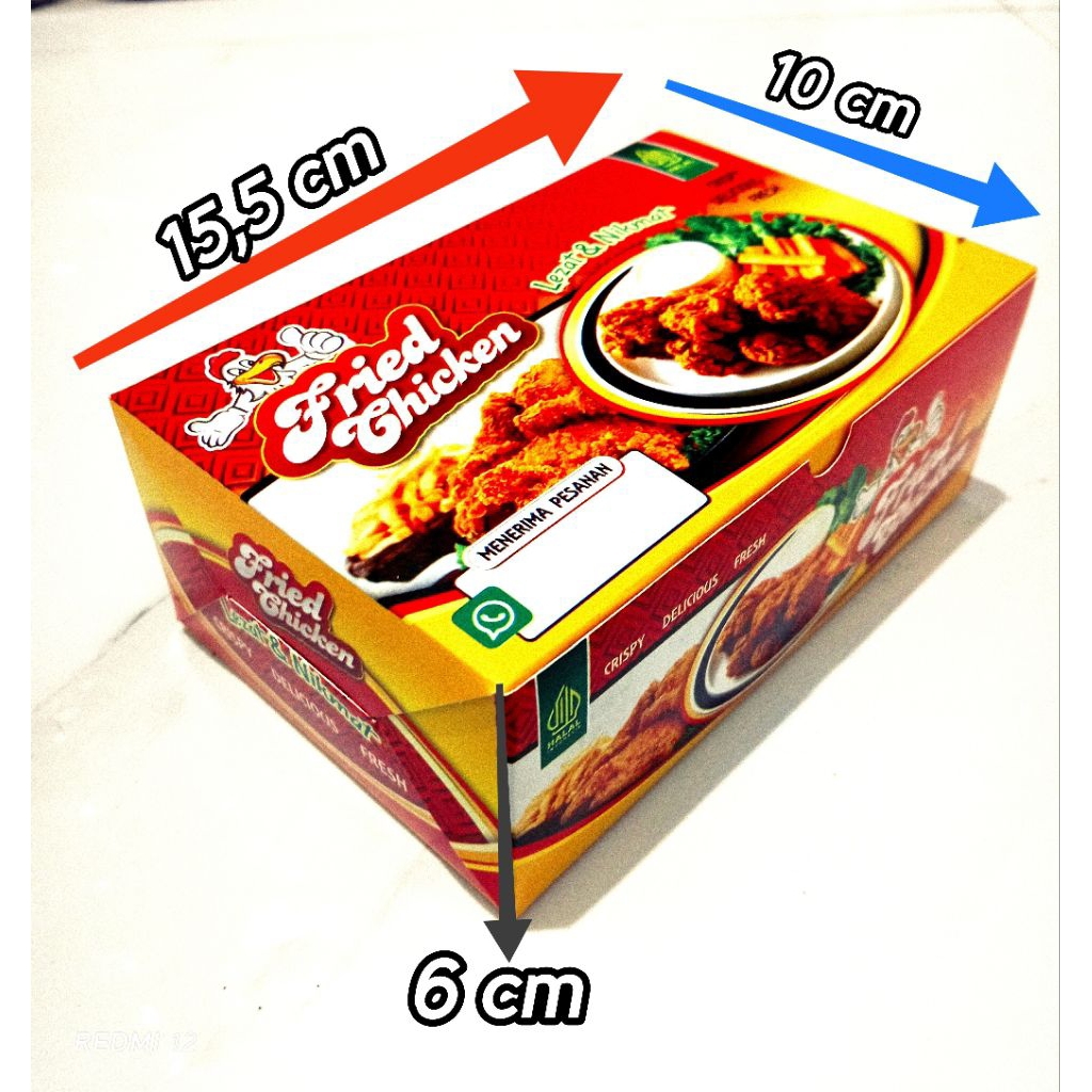 

DUS FRIED CHICKEN 100 LEMBAR IVORY LAMINASI 15x10x6 CM VIRAL | KARDUS BOX CHICKEN TERBARU