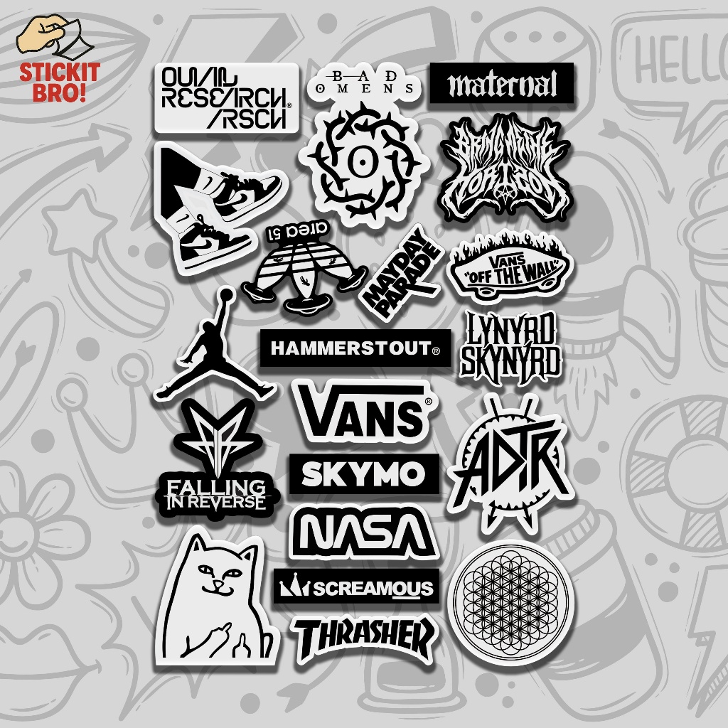 

Sticker Pack HYPE BEAST VOL 22 Aesthetic Vynil Anti Air Potongan KissCut Tumblr Helm Laptop BLACK & WHITE