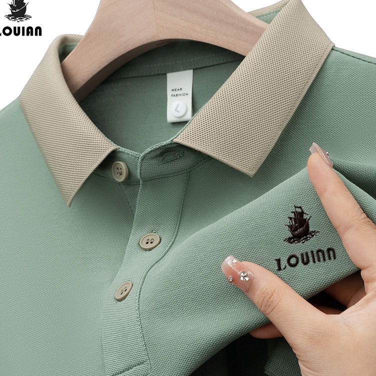 KODE B12L Lou lan  kaos berkerah pria baju kaos kerah pria original 1 Kaos Polo Pria Atasan Pria Len