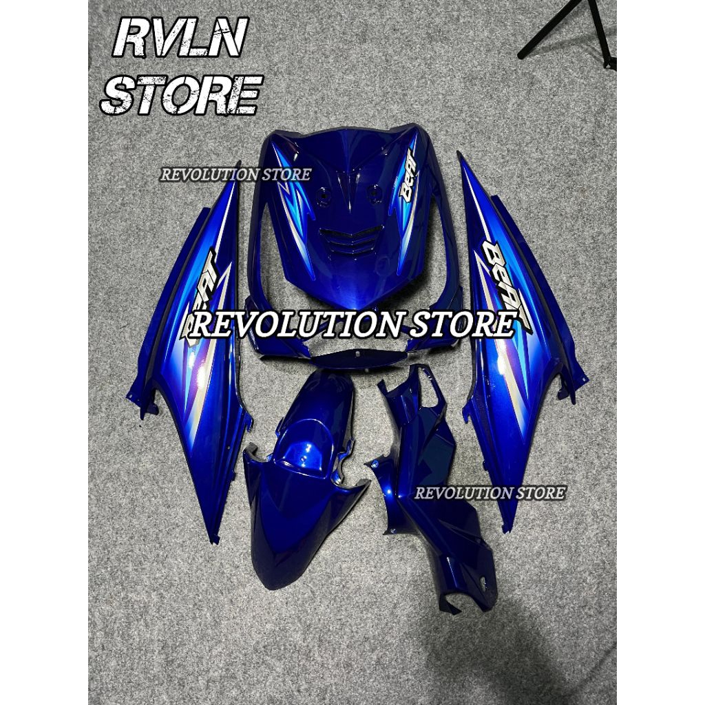 Cover body full set bodi halus Honda beat karbu biru tua striping beat custom tahun 2008 sampai 2012