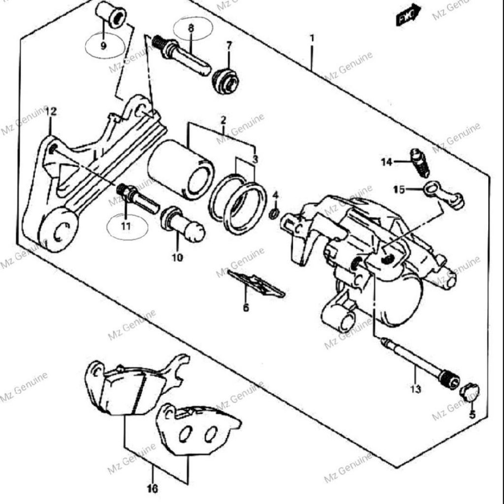 BAUT BAUD BRACKET BREKET KALIPER CALIPER BELAKANG ASSY SHOGUN 125 ASLI ORI SGP TERLARIS 59387-46G00-