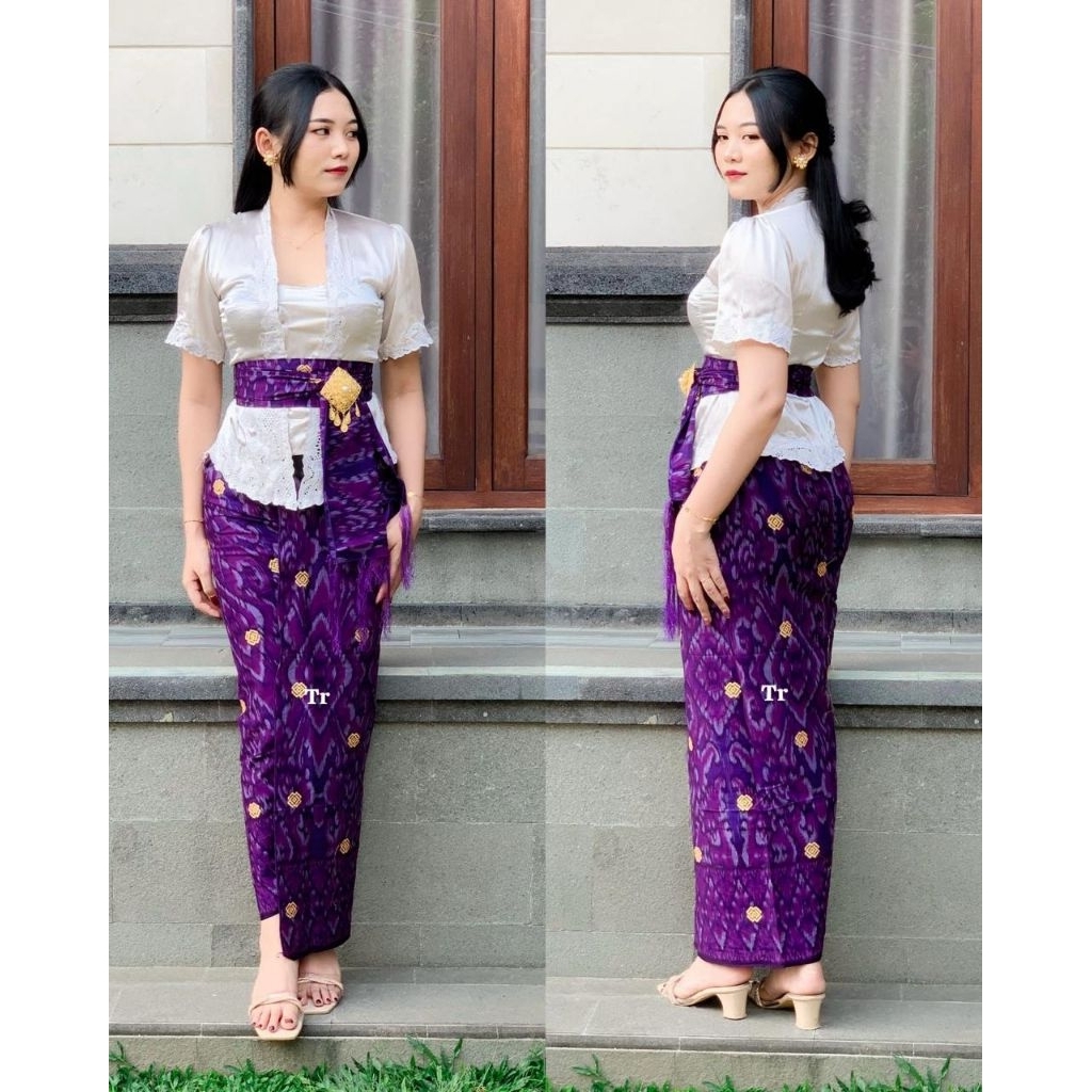 kamen katun endek jumputan bordir tretes mas + selendang