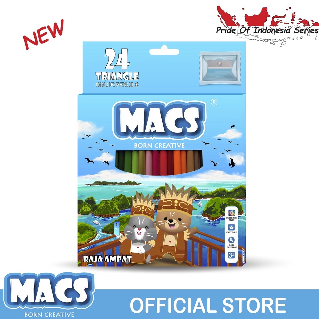

KODE M88G Macs Pensil Warna Raja Ampat 24 Color Pencils