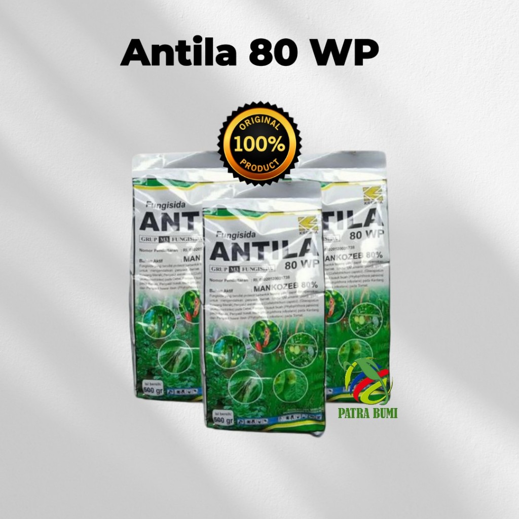 FUNGISIDA ANTILA 80 WP KEMASAN 500gr MANKOZEB ATAU OBAT PENGENDALI PATEK, LODOH, JAMUR PADA TANAMAN