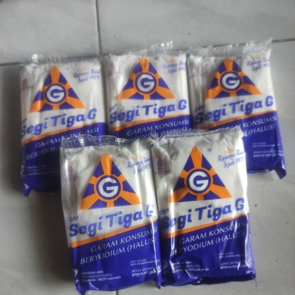 

garam halus segi tiga G Biru beryodium 200gr Asin