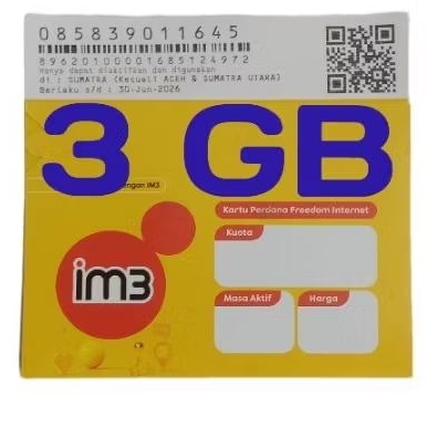 kartu paket perdana 3 GB indosat