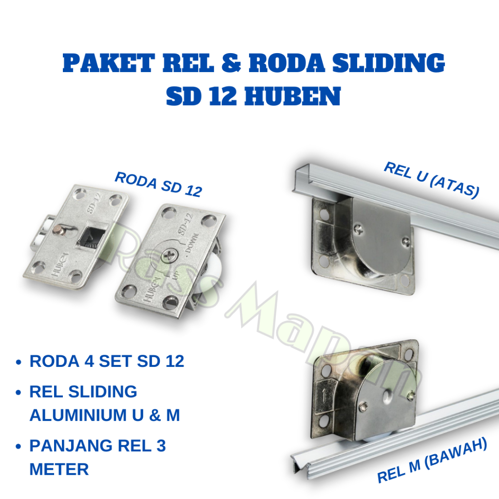 PAKET Rel dan Roda Pintu Lemari Sliding SD 12