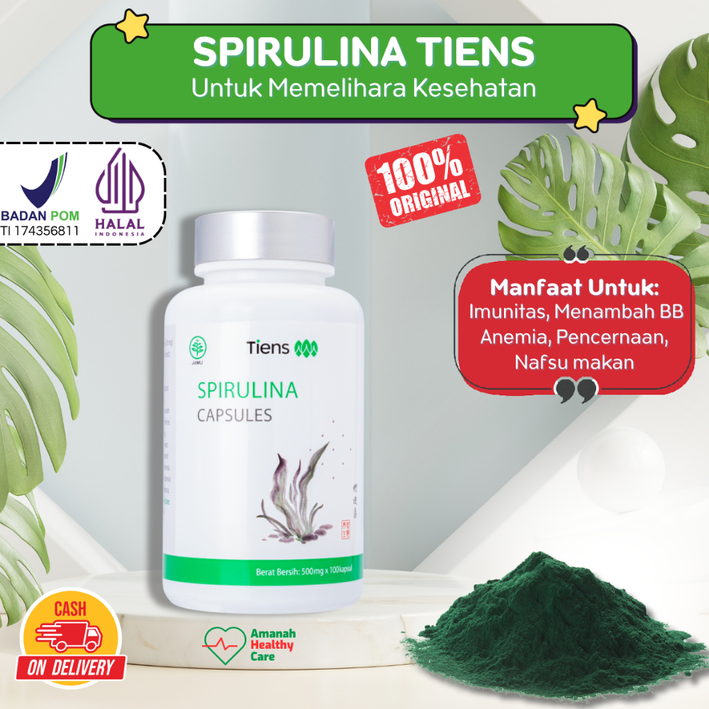SPIRULINA TIENS ORIGINAL Untuk Gula Darah Anemia, Mencerahkan Kulit - BPOM HALAL
