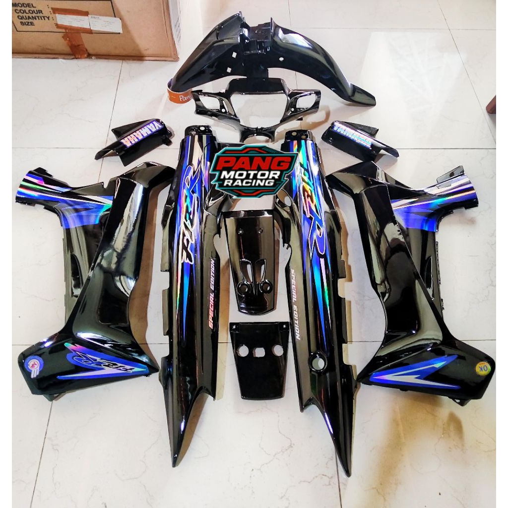 Body set FIZ R Hitam Striping Hologram Biru Fulset Body Fiz r custom Decal striping