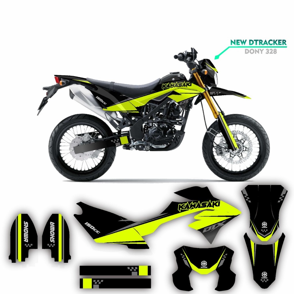 decal fullbody dtracker  sticker striping variasi stiker keren motif hijau stabilo hitam simple kere