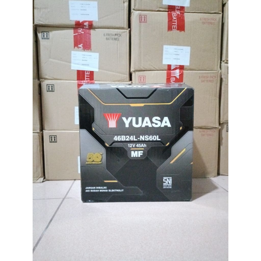 AKI KERING YUASA MF NS60L / 46B24L UNTUK MOBIL ERTIGA, GRAND LIVINA, DATSUN GO, MARCH, BALENO, KARIM