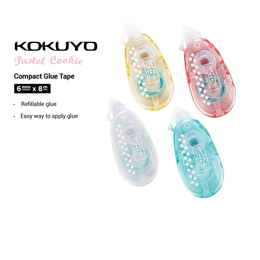 

KOKUYO Pastel Cookie Compact Glue Tape 6mm x8m Double Lem Pita