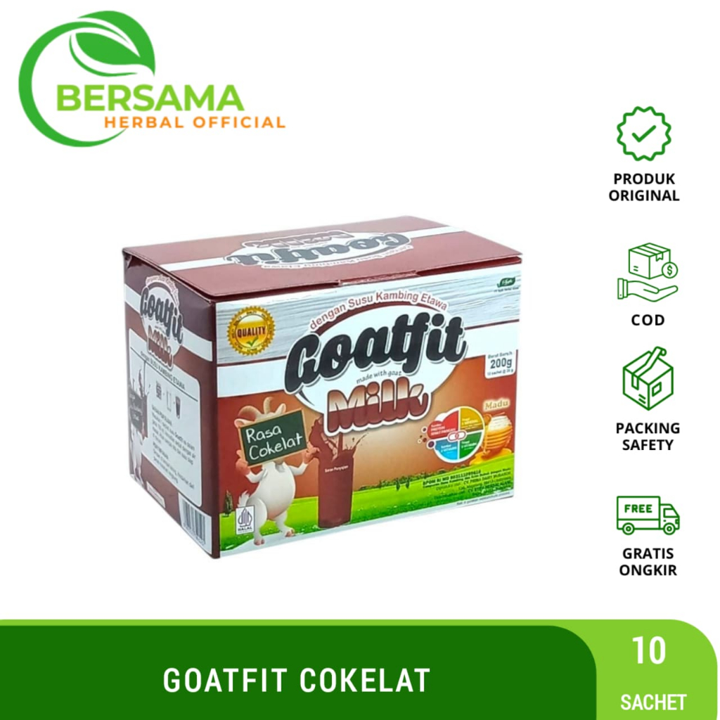 

Goatfit Milk Cokelat Per Box 10 Sachet | Susu Kambing Etawa Plus Royal Jelly Goat Fit Coklat