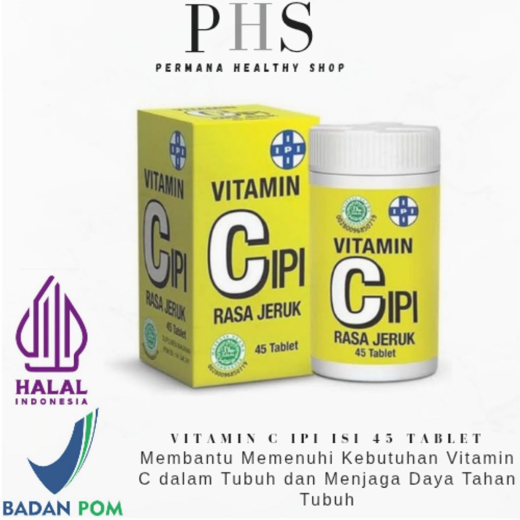 VITAMIN C IPI RASA JERUK BOTOL ISI 45 TABLET / Vitamin C IPI Tablet Hisap / Vitamin Anak dan Dewasa