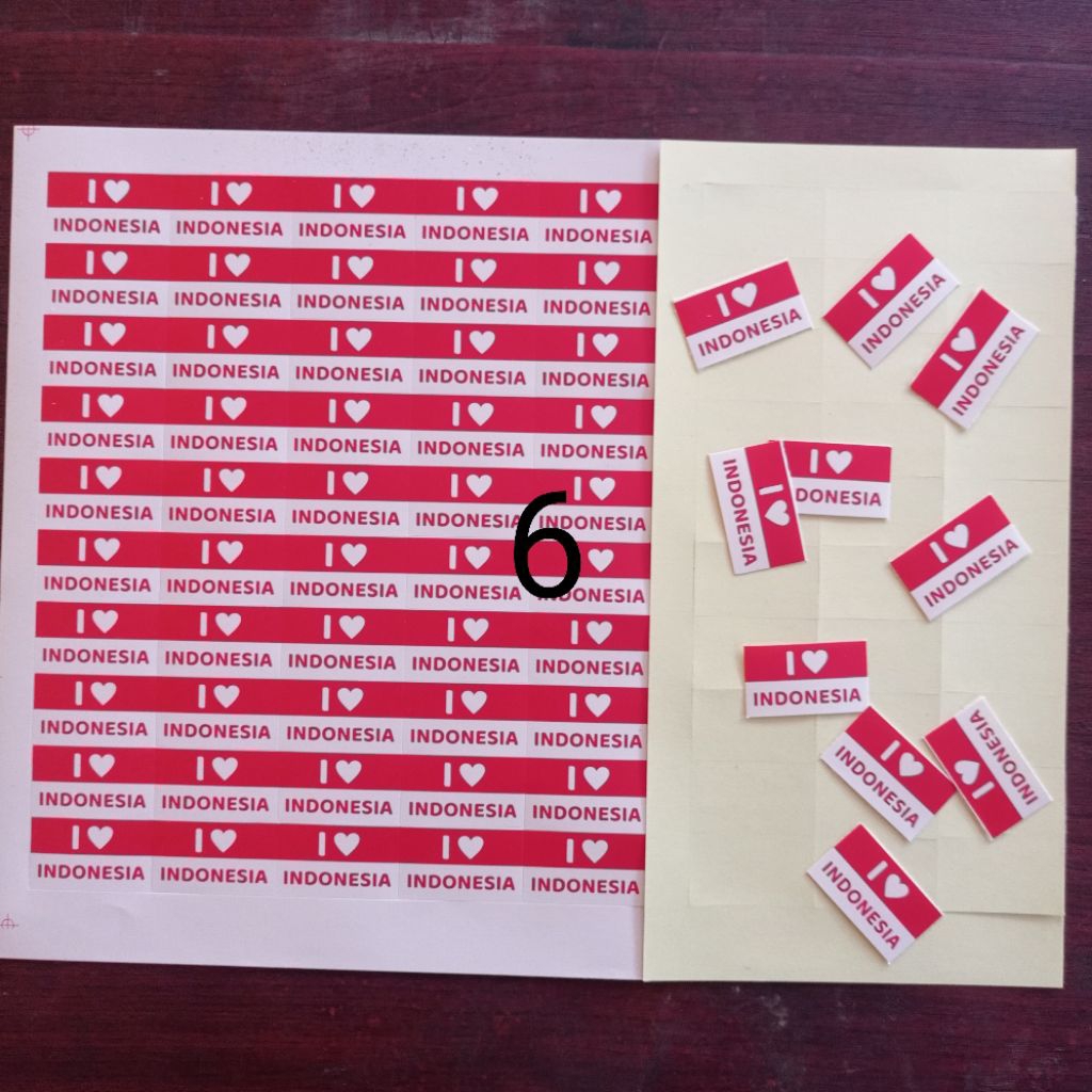 

50pcs Sticker Pipi Merah Putih I Hati Indonesia uk20x30.