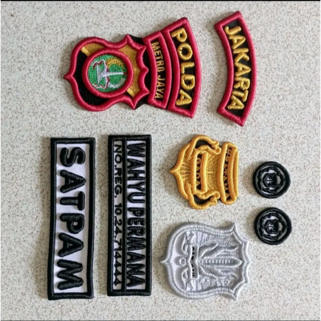 full set atribut satpam pdh, semua daerah, atribut satpam timbul