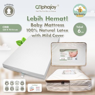 Alphajoy - CRIB Mattress  (120 x 70 x 6cm) 100% Natural Latex with Mild Cover / GARANSI 5 TAHUN LATE