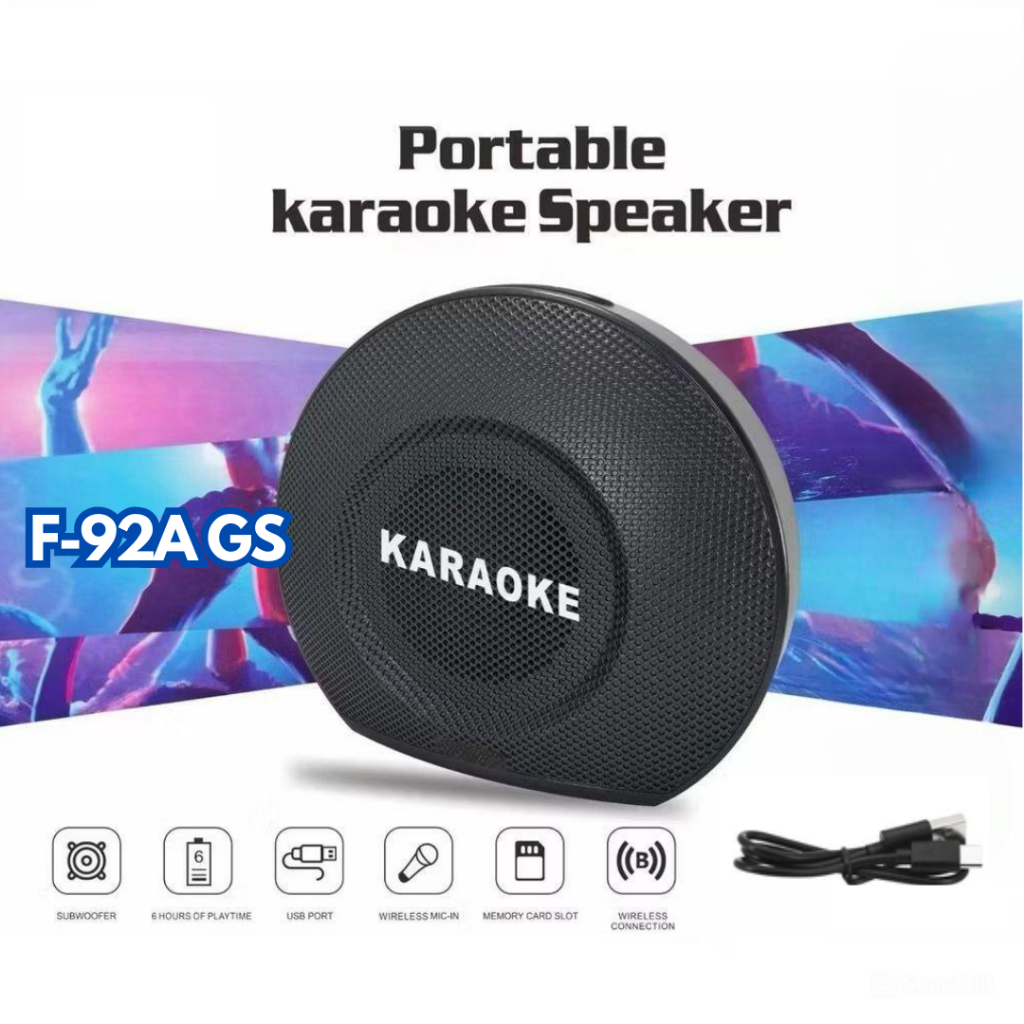 Speaker Bulat Oval Mini Bluetooth Karaoke Wireless Speaker MP3/MP4 dan BT Speaker Full Bass F-92A GS