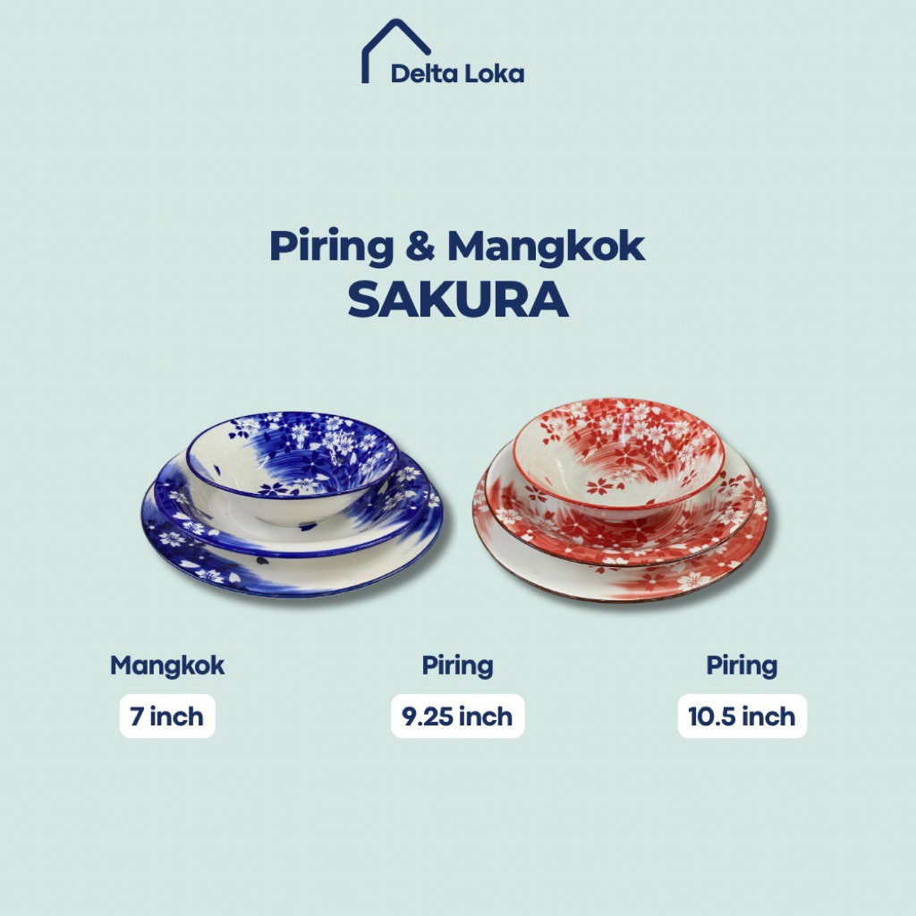 Piring Porselen / Piring Makan Keramik Motif Sakura