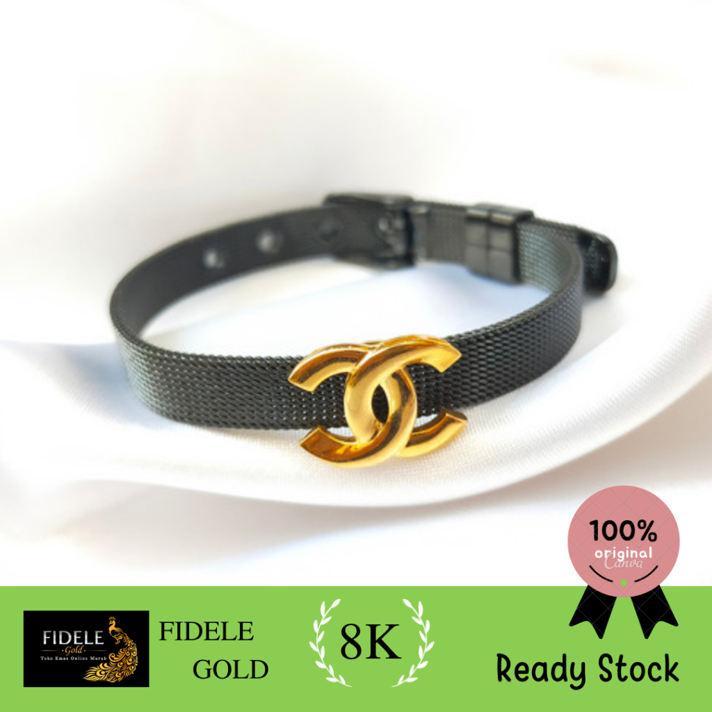 charm gelang gesper wanita fashion emas asli 8k charm 375