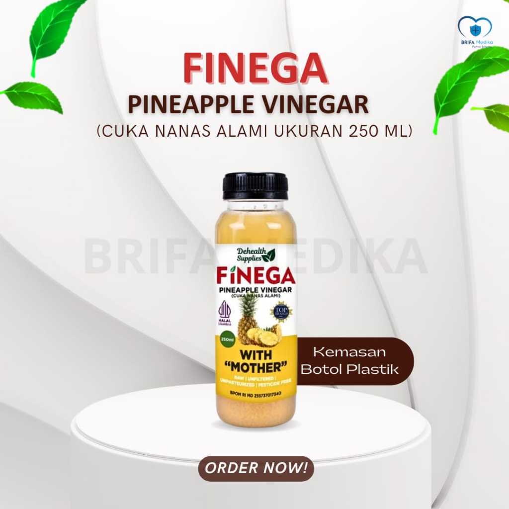 

FINEGA (PINEAPPLE VINEGAR) Cuka Nanas Alami With "Mother" (KEMASAN BOTOL PLASTIK) - Dehealth Supplies