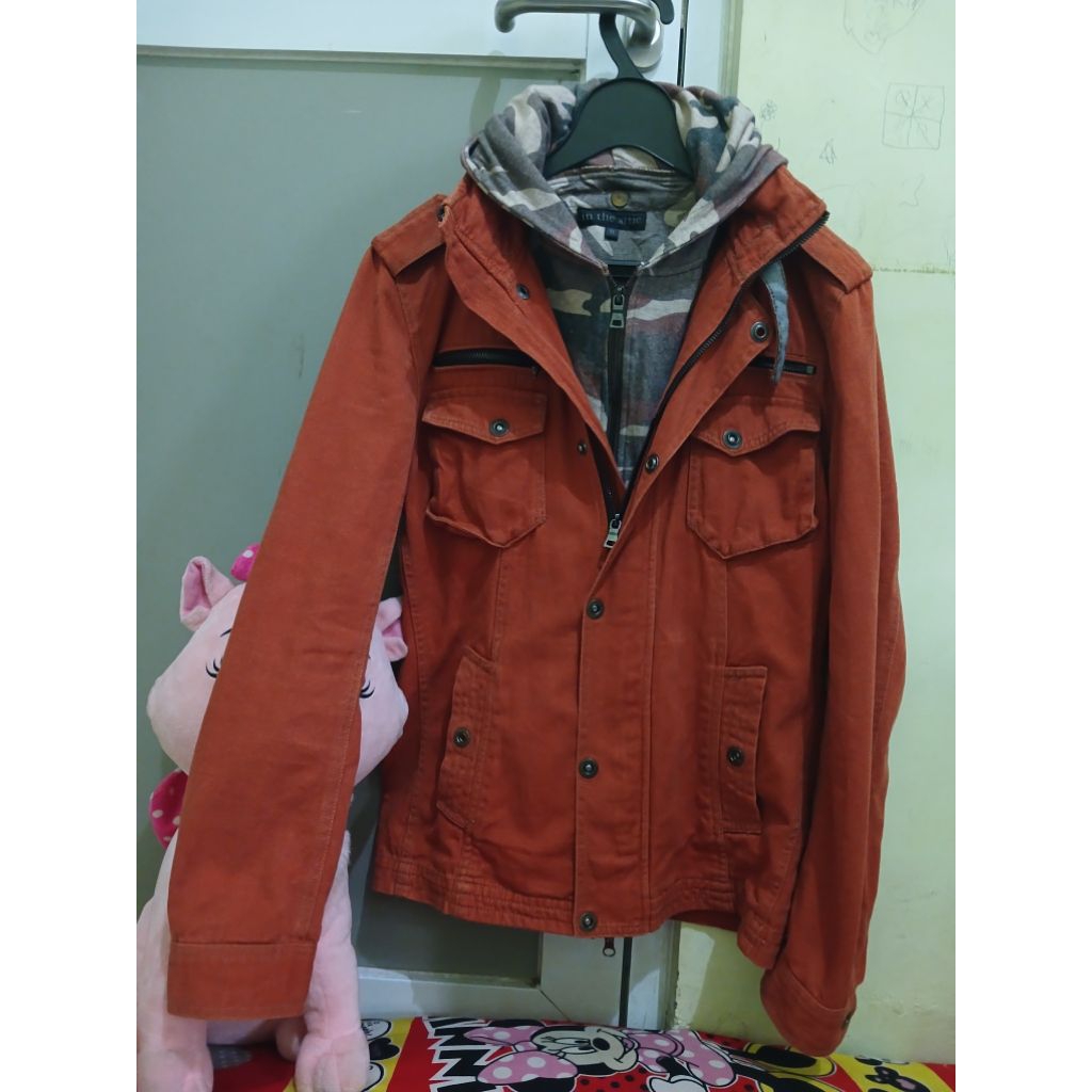 in the attic vkei double zipper denim camo jacket