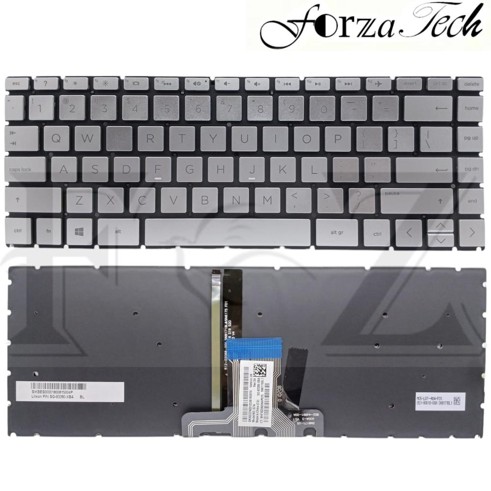 keyboard Laptop Hp 14s-fq1005au 14s-fq0593au 14s-fq2003au 14s-fq0020au Silver With Backlight Lampu B