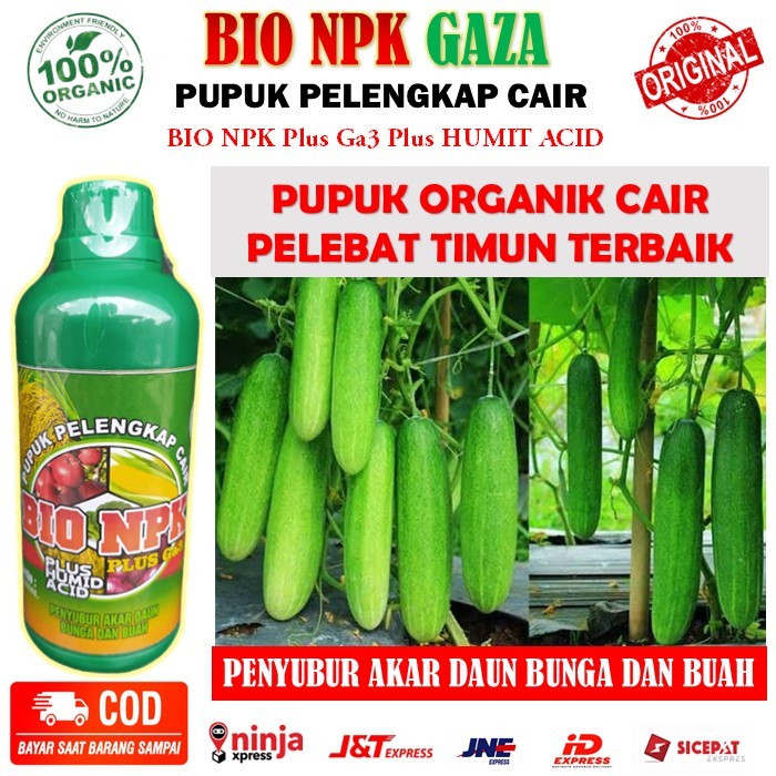 PUPUK PELENGKAP CAIR BIO NPK Plus Ga3 Plus HUMIT ACID GAZA5 Obat Pelebat Mentimun/Timun terbaik - Pu