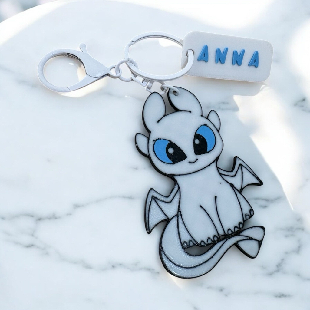 Custom 3D Light Fury Keychain Toothless Keychain Night Fury Keychain Gantungan Kunci Light Fury How