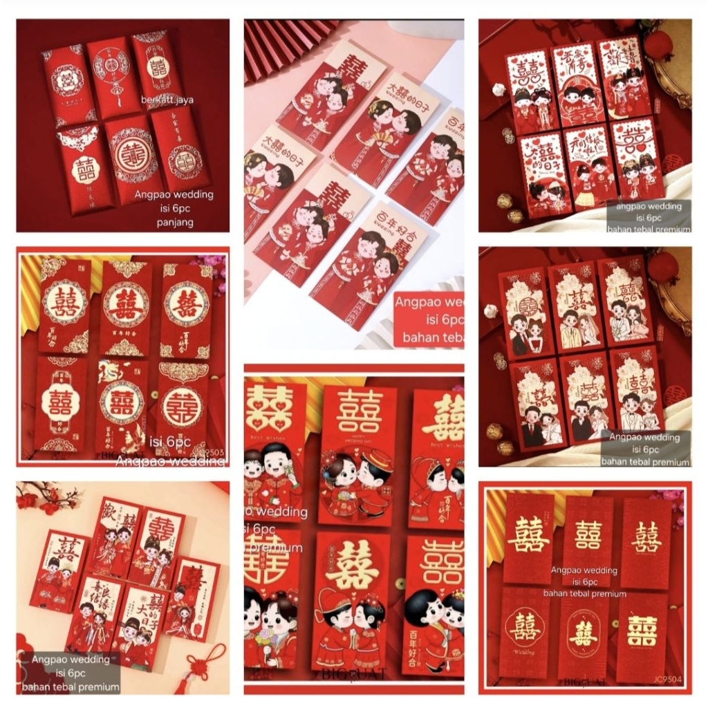 

Angpao wedding isi 6pc PANJANG / hongpao nikah isi 6pc panjang