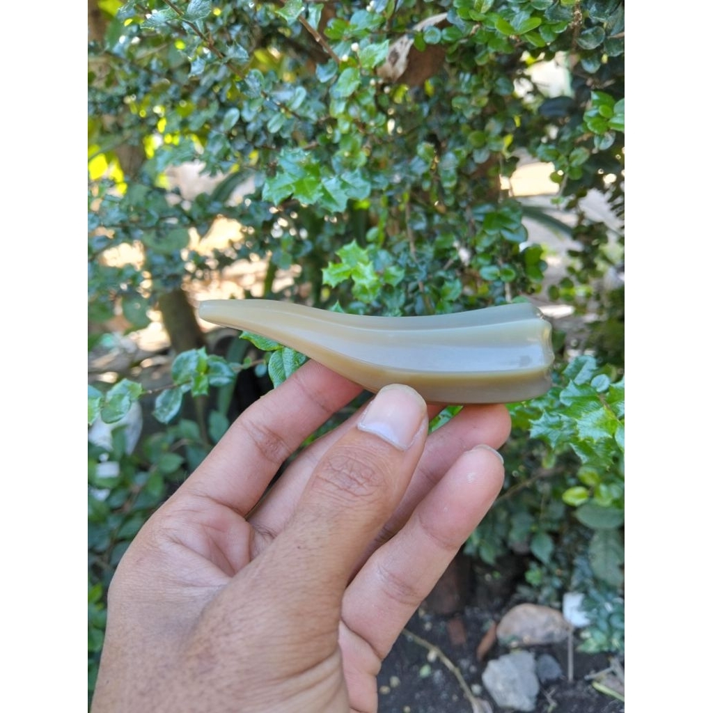 Once Pipa dari bahan tanduk kerbau model S Blimbing dengan ukuran 9cm warna putih/bule