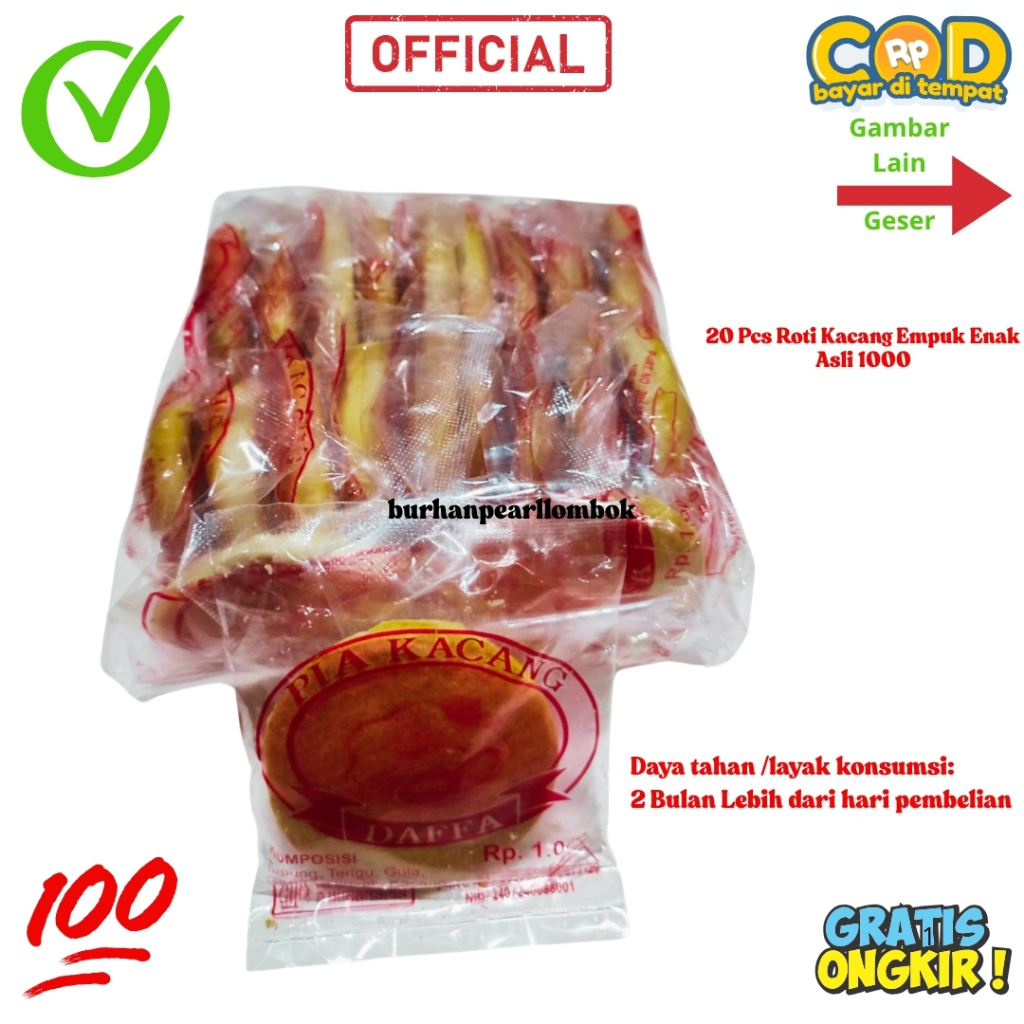 

20 Pcs Kue Kacang Roti Kacang Asli 1000