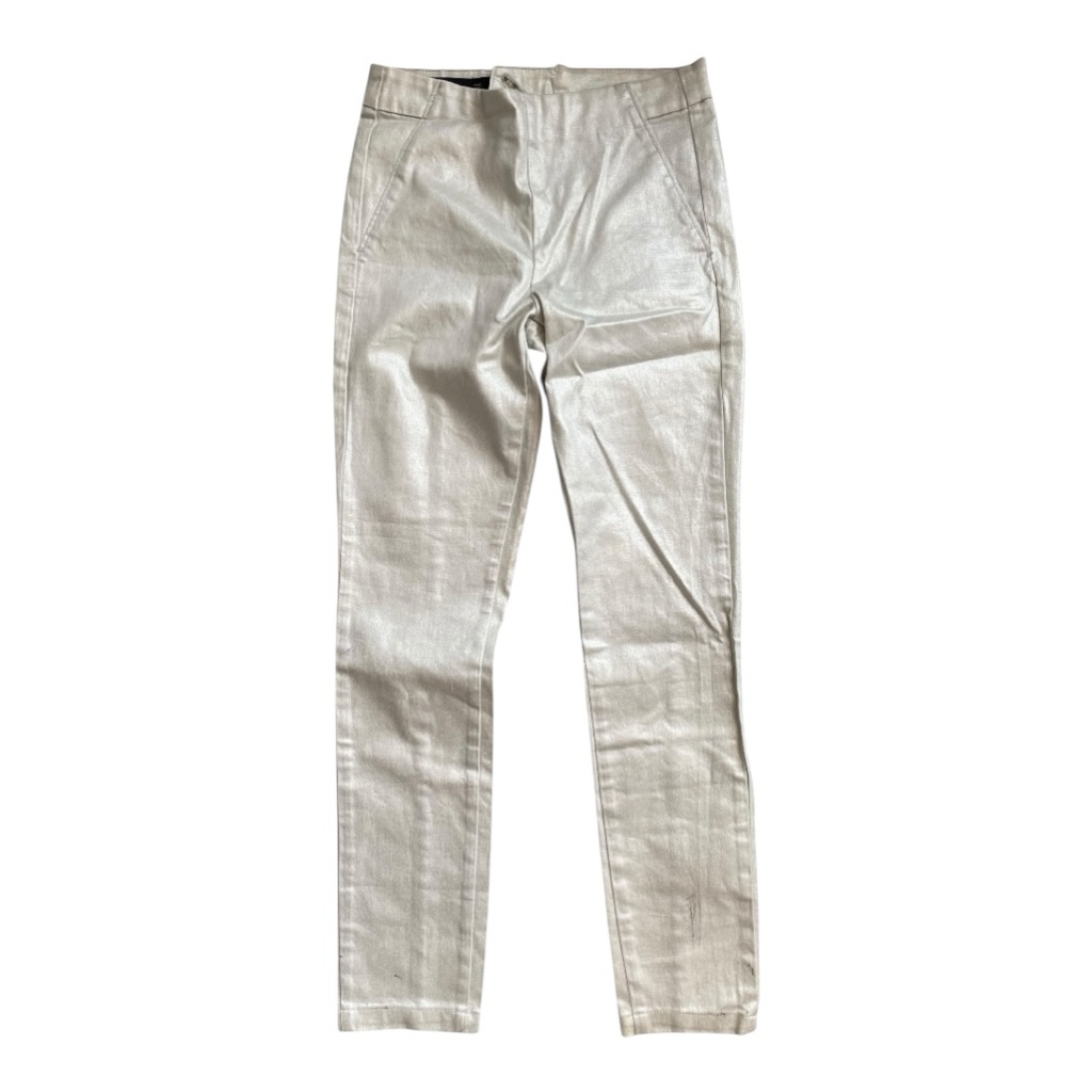 armani exchange metallic silver denim pants