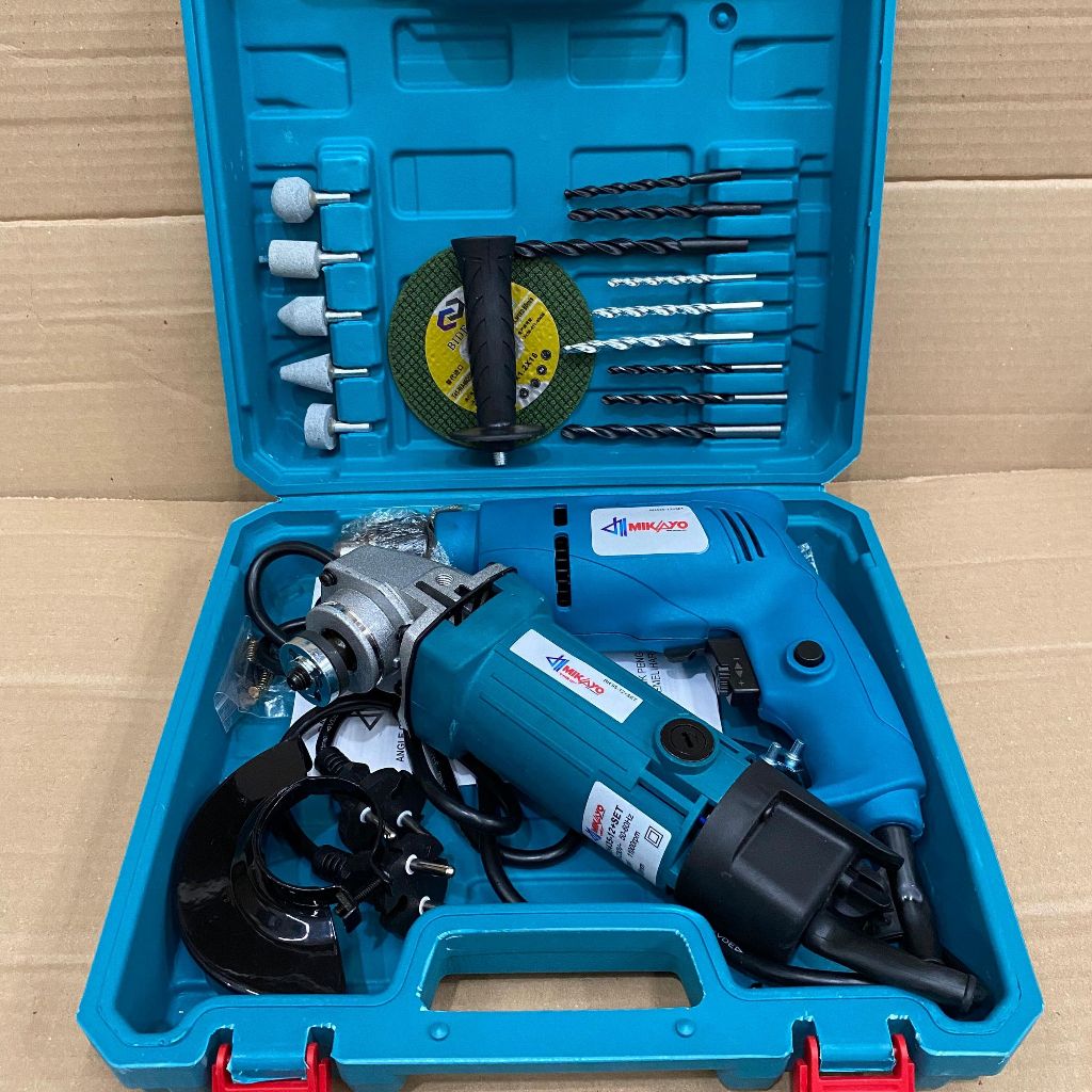 Presha.Hnf - Mikayo Paket Mesin Gerinda Tangan Makita + Bor 10Mm Variable Speed Lengkap