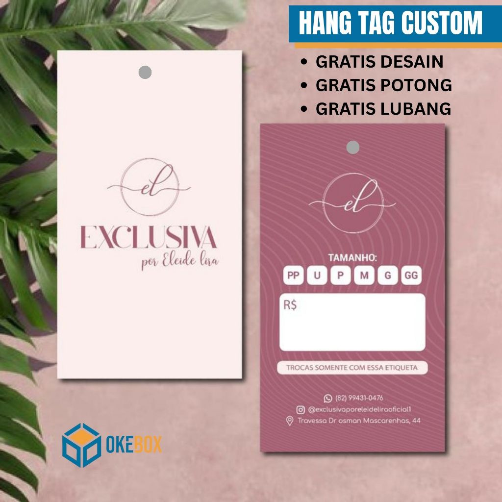

Hangtag tang handtag hantag label baju custom nama harga jualan jilbab hijab (3x5cm) okebox HT7