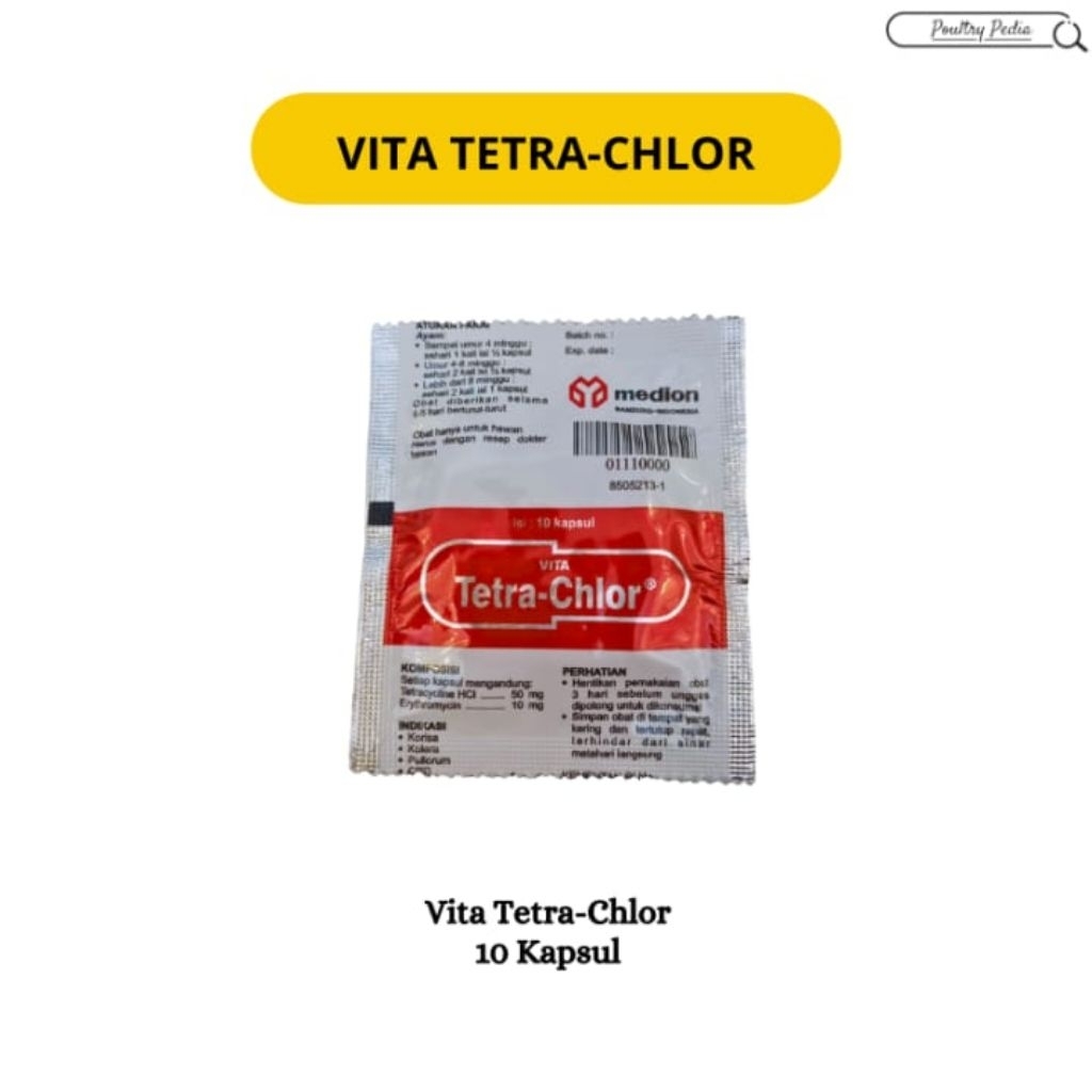 Vita Tetra Chlor 10 Kapsul Obat Vitamin Ayam Burung Unggas Tetrachlor