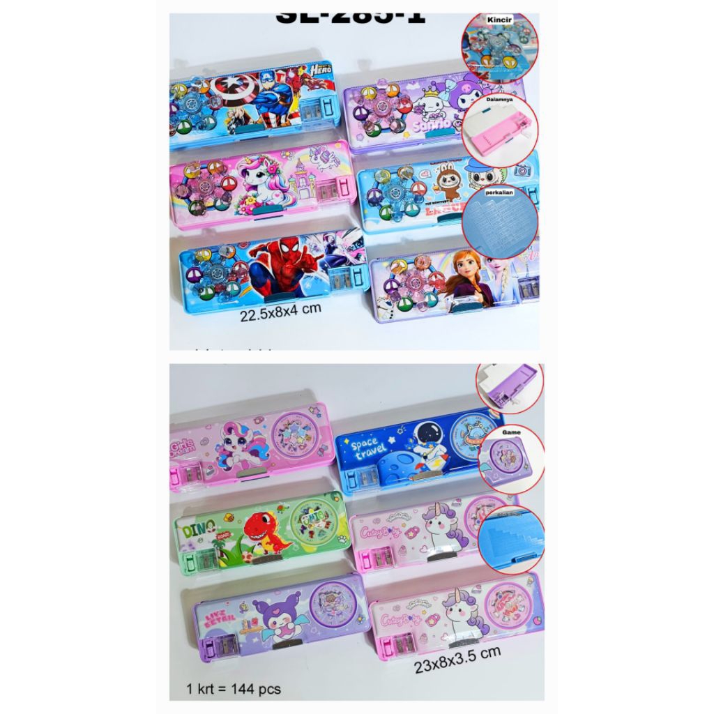 

Tempat Kotak Pensil Magnet Mainan Spinner Serutan 2 Lubang Rautan Kuro Unicorn Astronot Capybara ZL--832-7