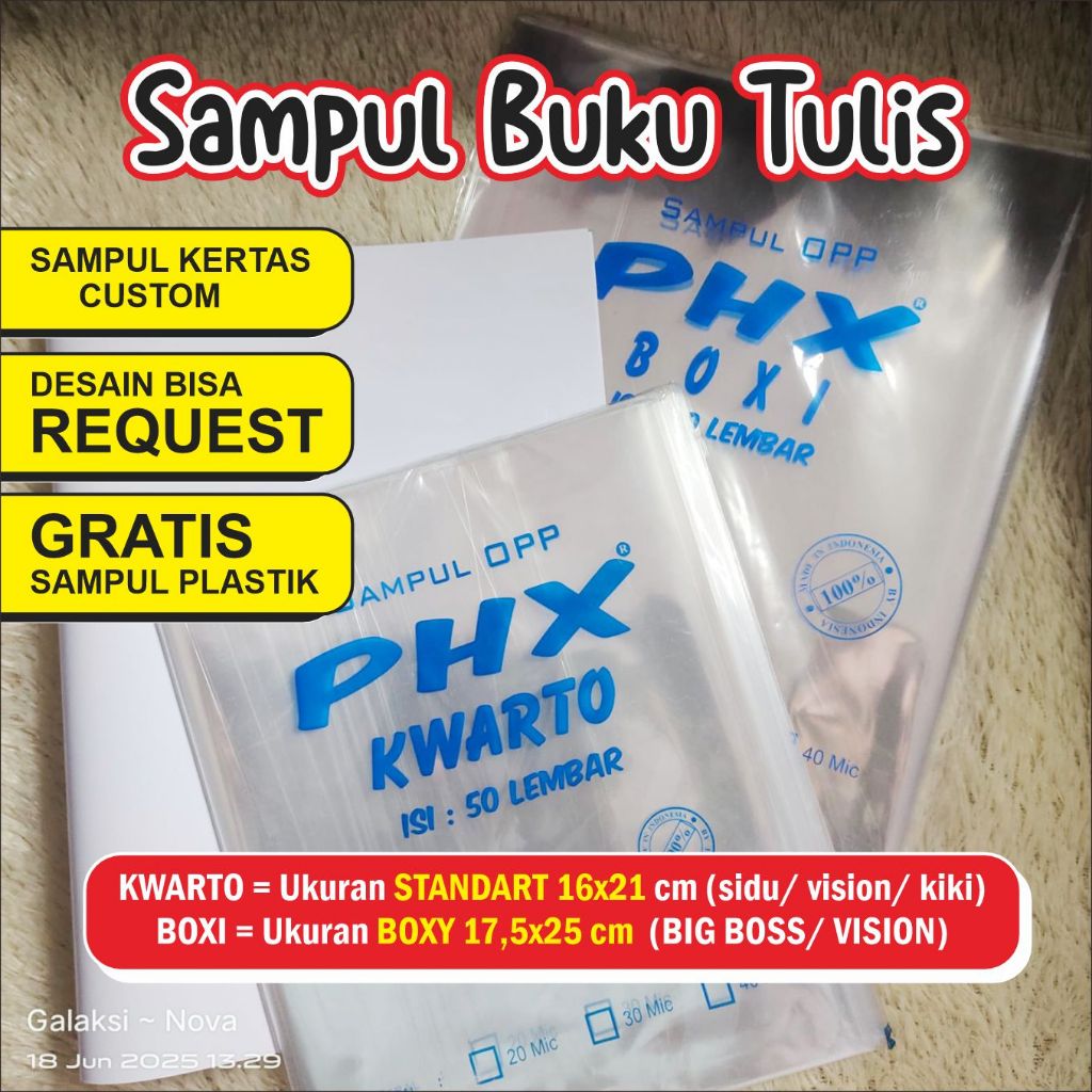 

Sampul Buku Tulis Custom Kwarto Boxy - GRATIS Sampul Buku Plastik - Sampul Buku Sidu Vision Boxy Kiki