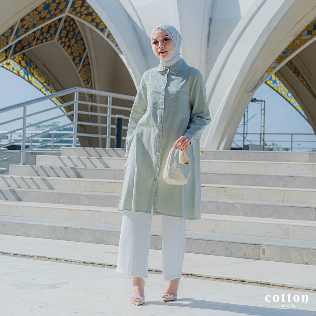 COTTON INSTYLE - Kamila Sarimbit Kemeja Tunik Lengan Panjang Wanita | Sarimbit Series Family Set