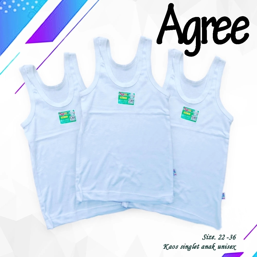 ( 6pc ) Grosir - Singlet Agree Kids ST 04 | Kaos Dalam Anak Singlet | Singlet Anak | Kaos Singlet ST