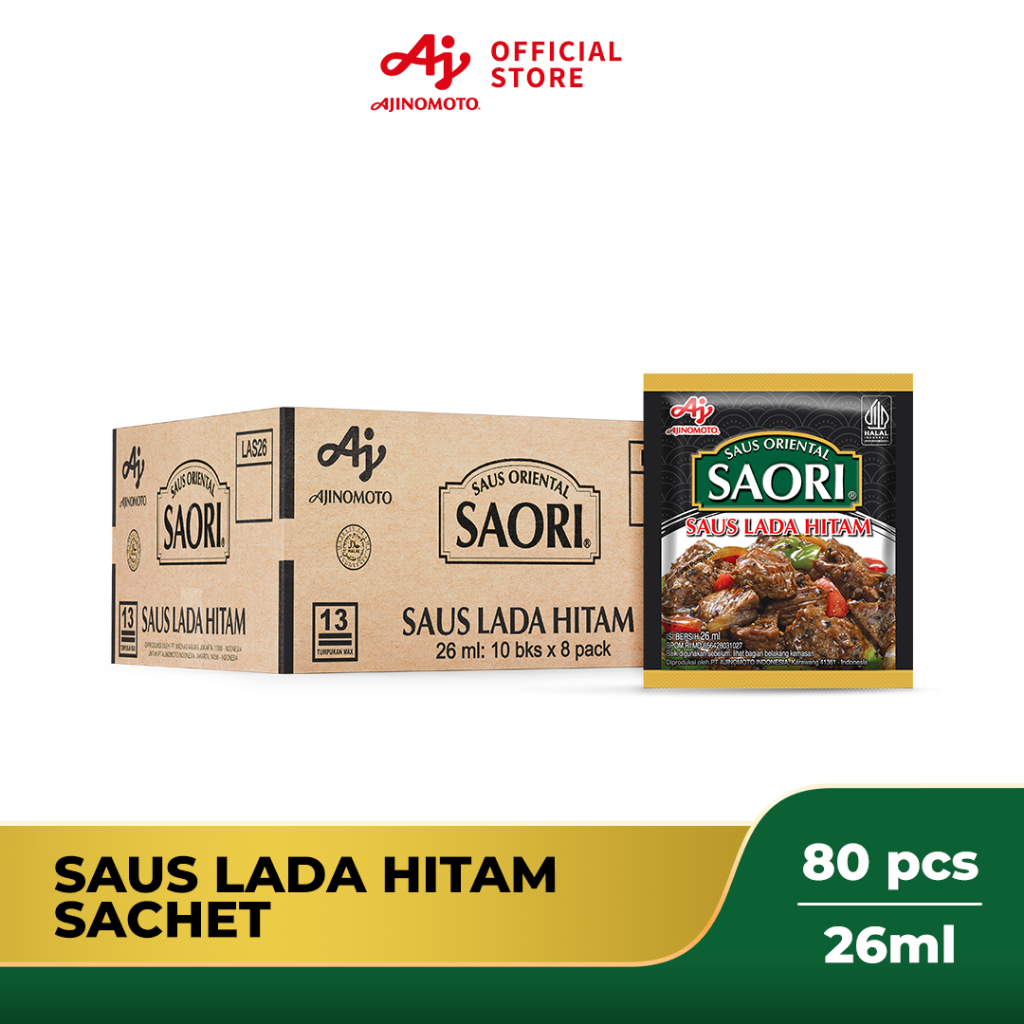 

SAORI® Saus Lada Hitam Oriental Blackpepper Sachet 26ml - 1 Karton