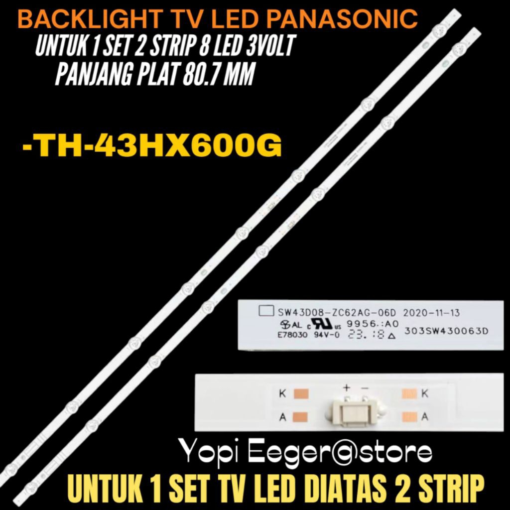 BACKLIGHT TV LED PANASONIC 43 INCH TH-43HX600G BACKLIGHT TV LED PANASONIC