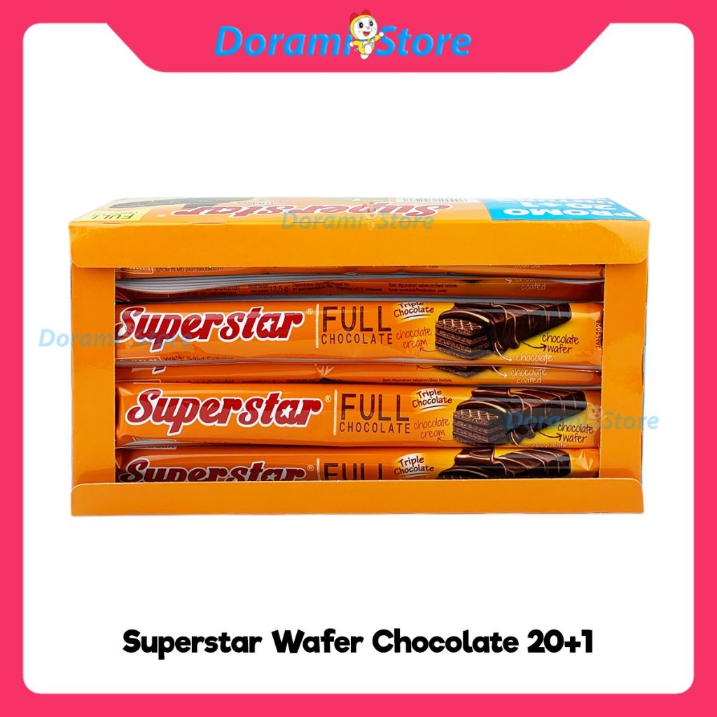 

Superstar Wafer Triple Chocolate Box Isi 20x12.5gr / Wafer Bersalut Coklat Enak