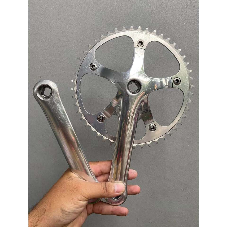 Crankset Campagnolo Record 165 mm BCD 144 (polished), Chainring Shimano Dura Ace NJS 48T